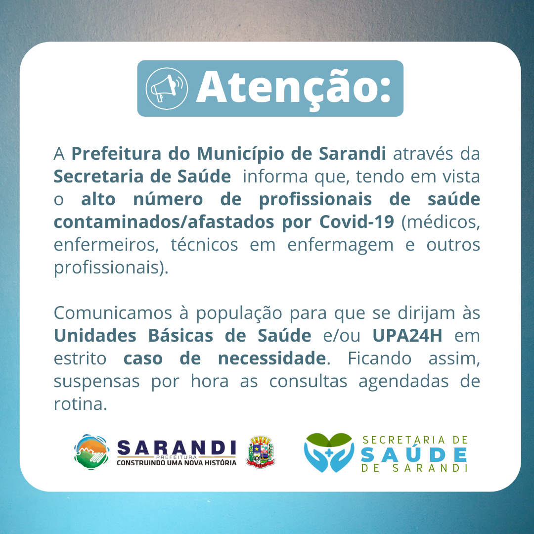 Comunicado Secretaria de Saúde